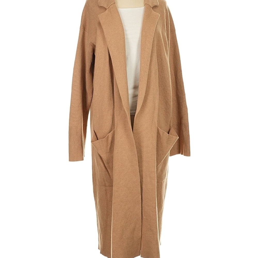 J. Crew Long Open-Front Cardigan in Camel